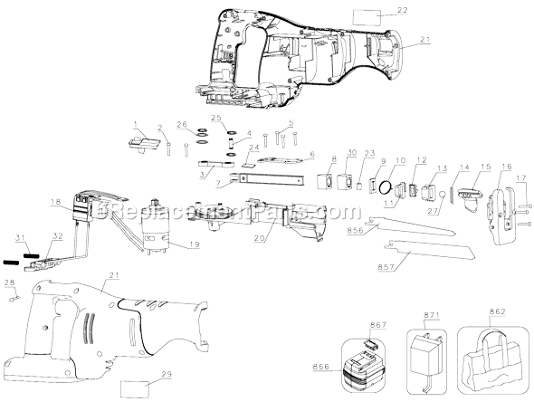 Page A Diagram and Parts List for FS1800RS Type 1 Black and Decker Reciprocating Saw